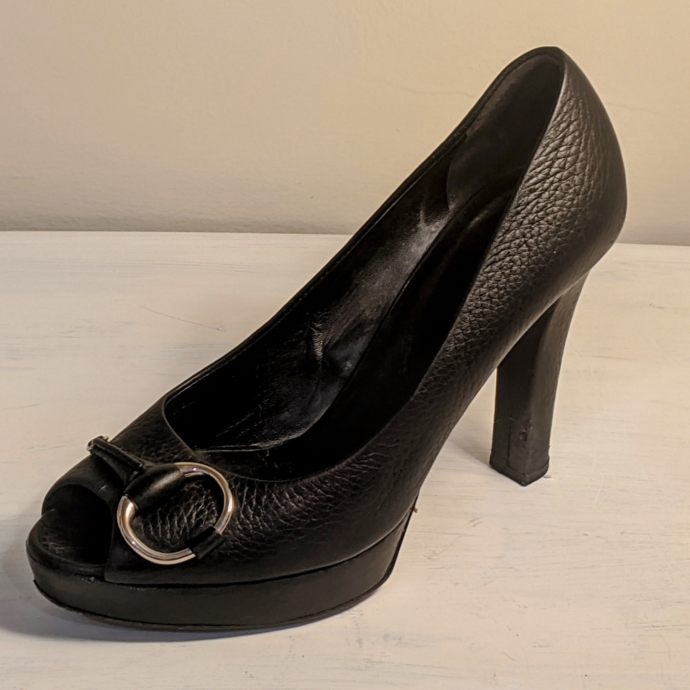 Gucci Horsebit Platform Peep Toe Pumps Heels